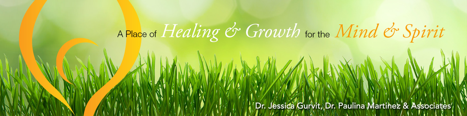 A green grass field with the words healing and growth written in front of it.